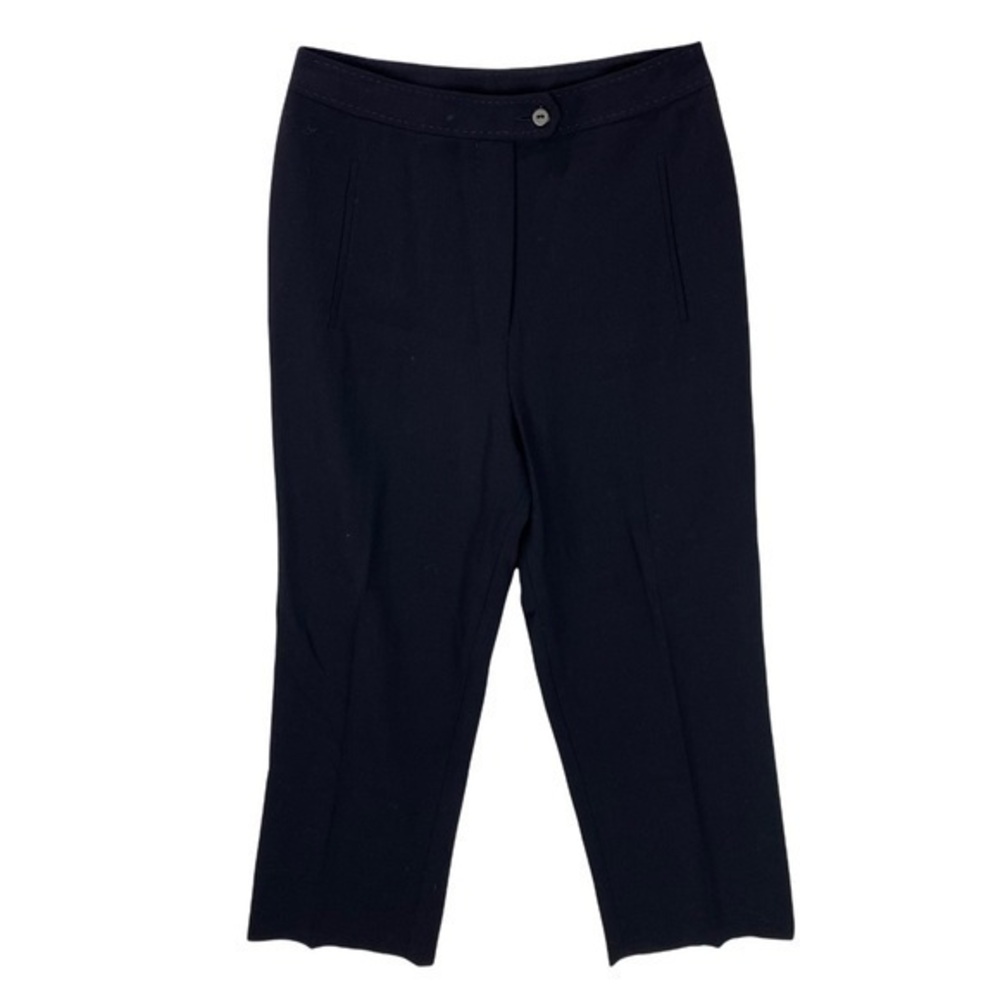 Jaeger Navy Stretch Wool High Rise Straight Leg Crop‎ Pant